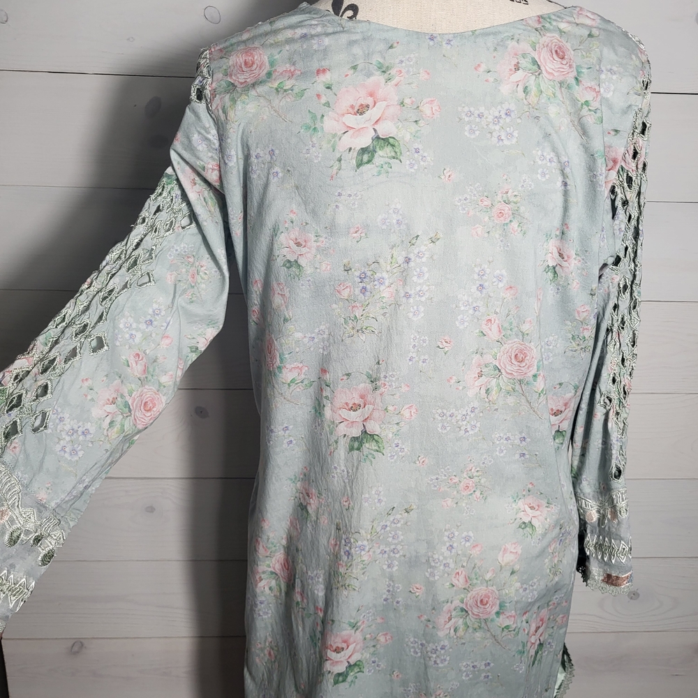 (Flawed) Vintage Dress Embroidered Crochet Lace Floral Eyelet Shabby Chic. - Picture 6 of 11